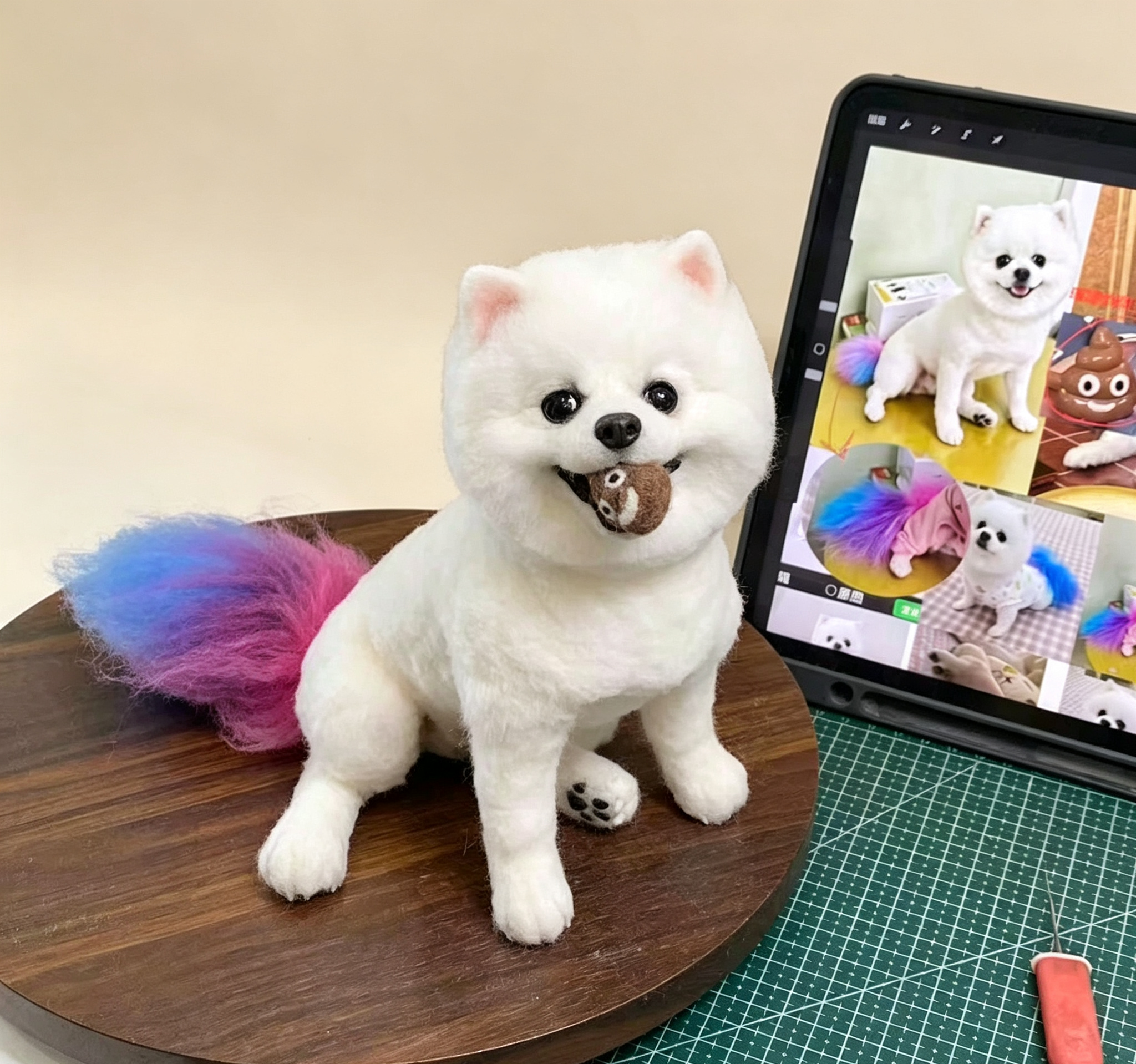 Custom pet memorial wool felt sculpture handmade from reference photos